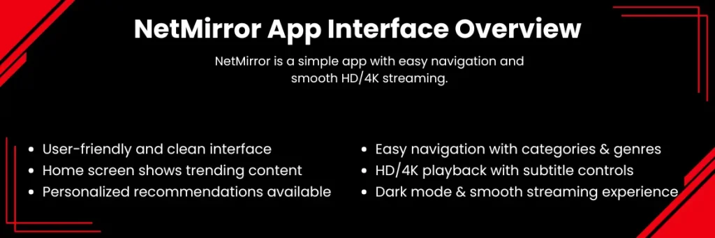 NetMirror APK Interface